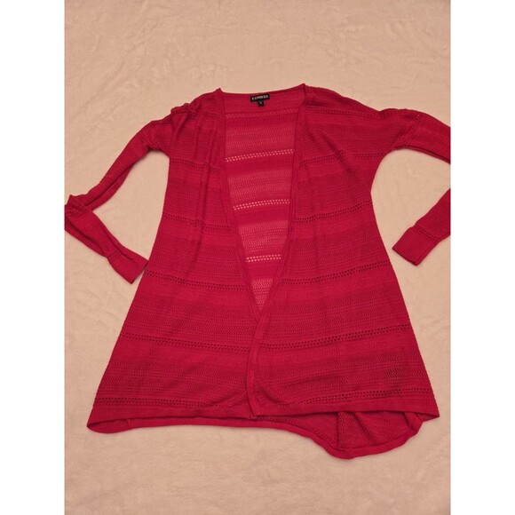 Express Open Front Bright Red Cardigan Size XS Long Sleeve - Picture 1 of 6